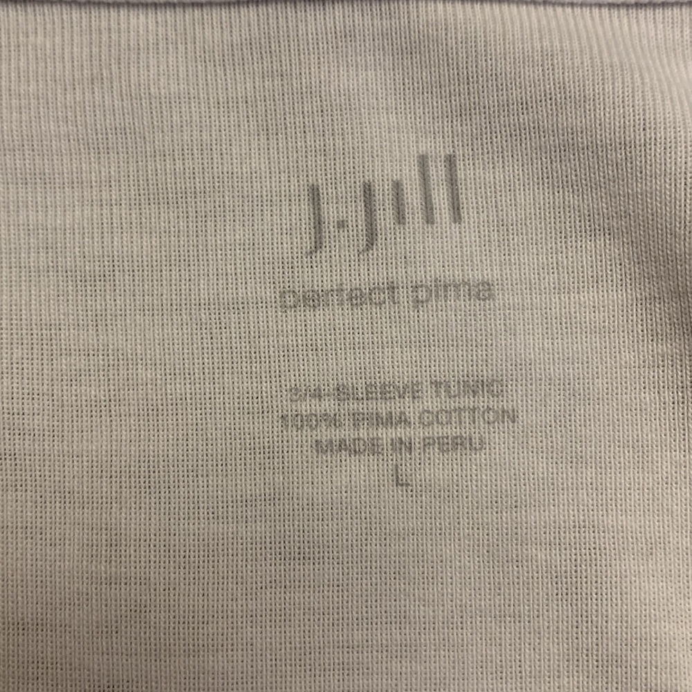 J. Jill Perfect Pima White 3/4 sleeve wrap v-neck Tunic Top Large - Picture 7 of 7